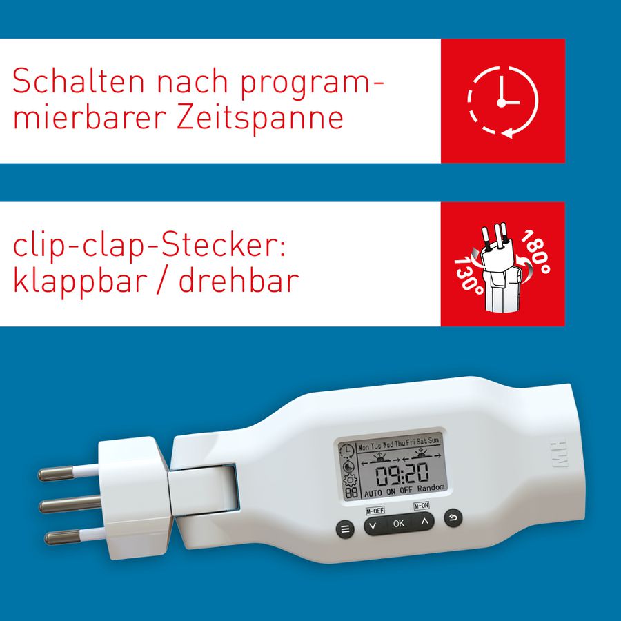 temporizzatore digitale multifunzione clip-clap bianco