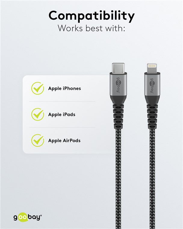 USB-C auf Lightning Kabel, Textil, extra robust, 0.5m