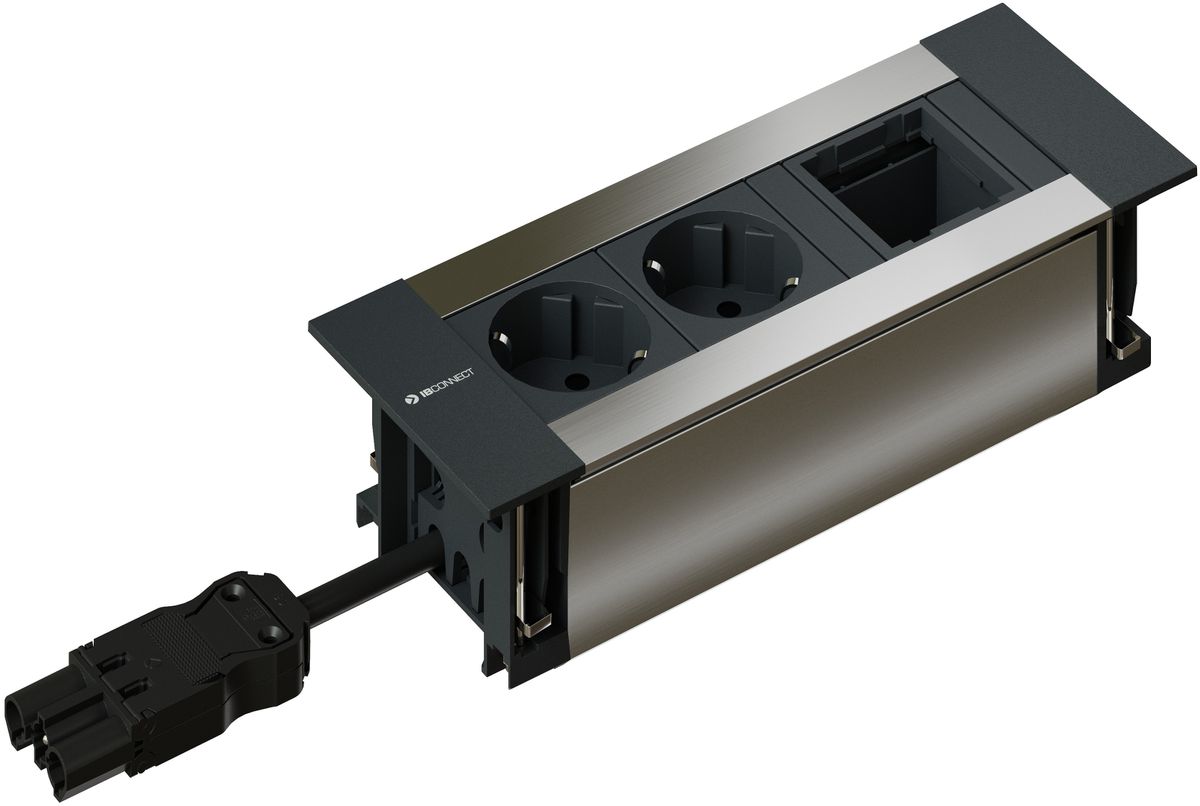 INTRO2.0 Steckdoseneinheit eloxiert 2x Schuko 1x Leermodul
