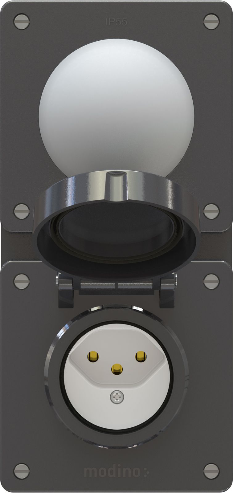 Kombination Drucktaster A/R / Typ 13 Gr.2x1 UP exo IP55 schwarz