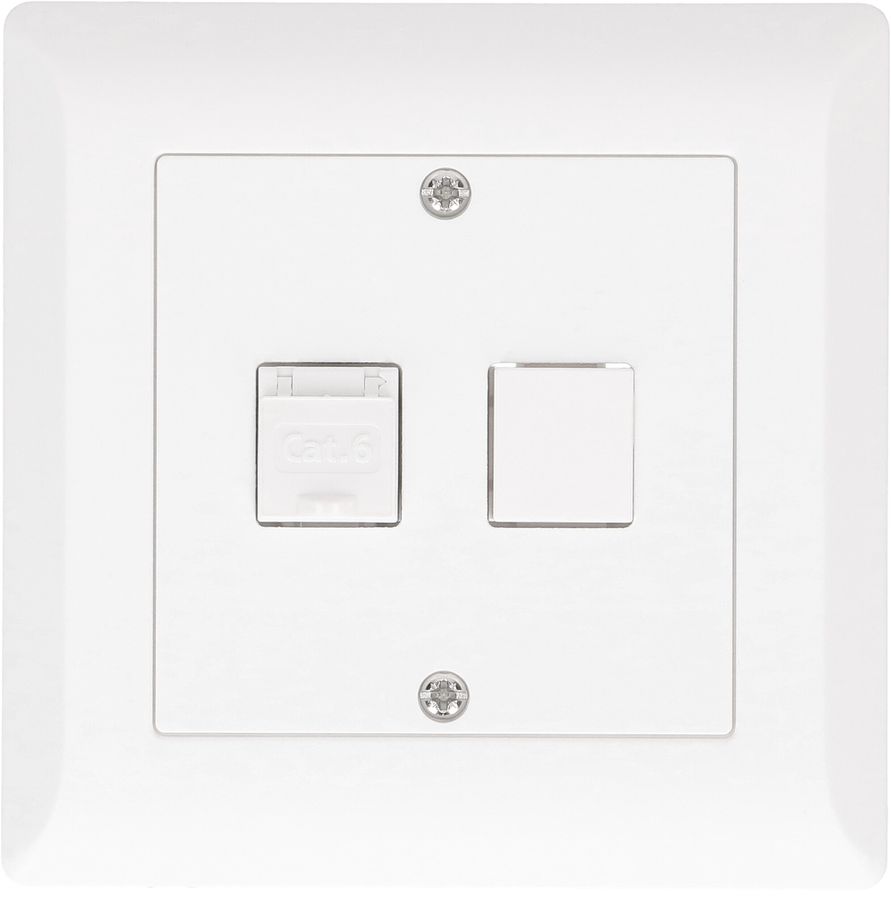 téléphone/réseau 1x vide/1xRJ45 cat. 6 ENC Kallysto blanc