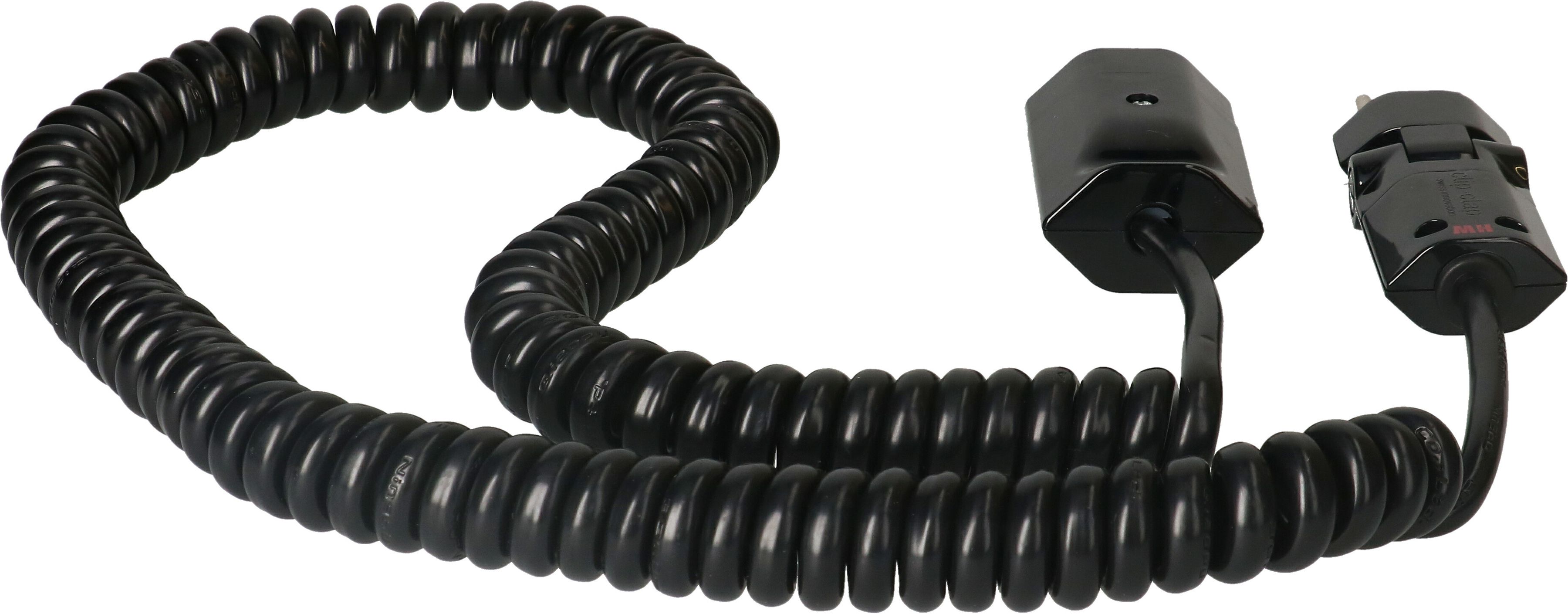 Spiral extension cable cordset H05VV-F3G1.0mm2 black