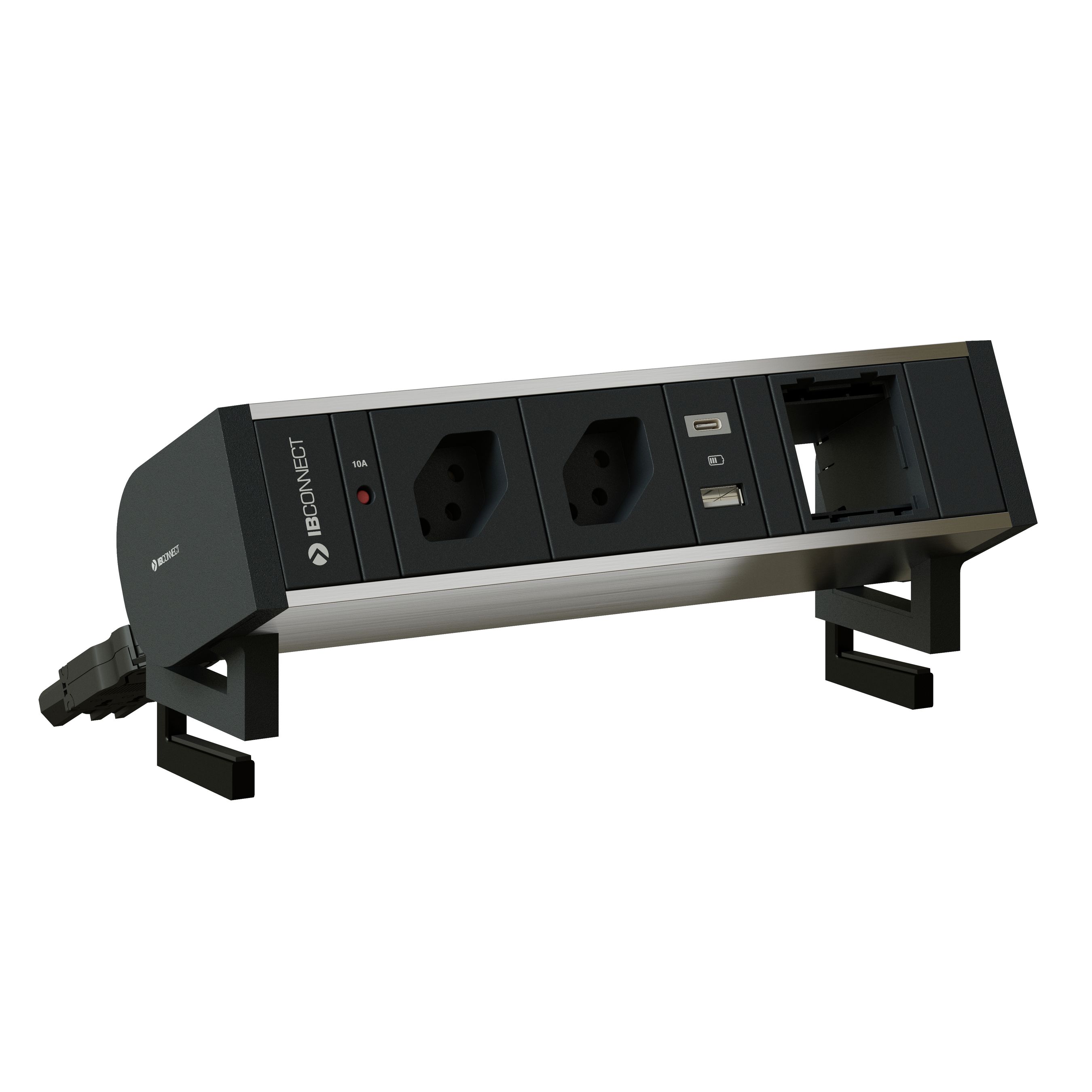 SUPRA bloc multiprise anodisé 2x type 13 1x USB-A/C 1x vide