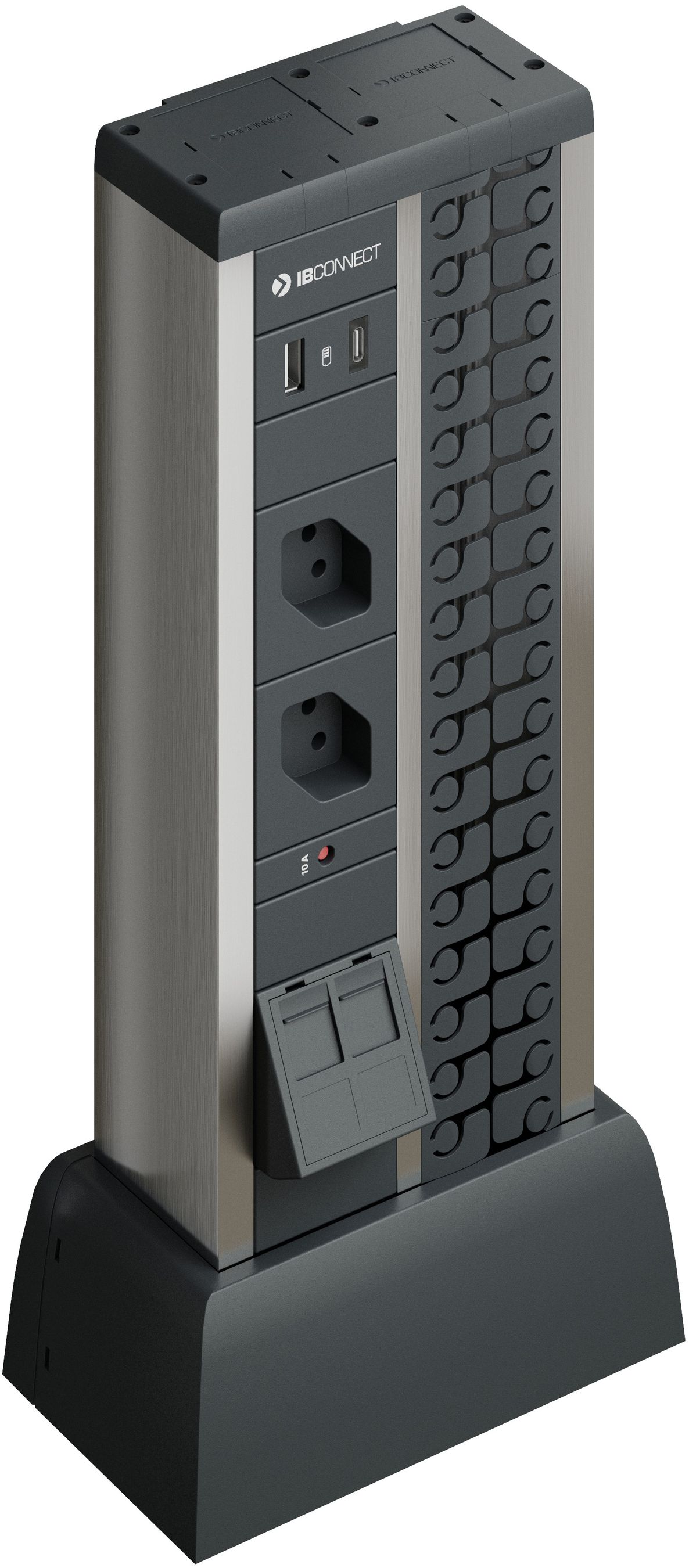 DUPLO mini columna eloxiert 2x Typ 13 1x USB A/C 2x RJ45