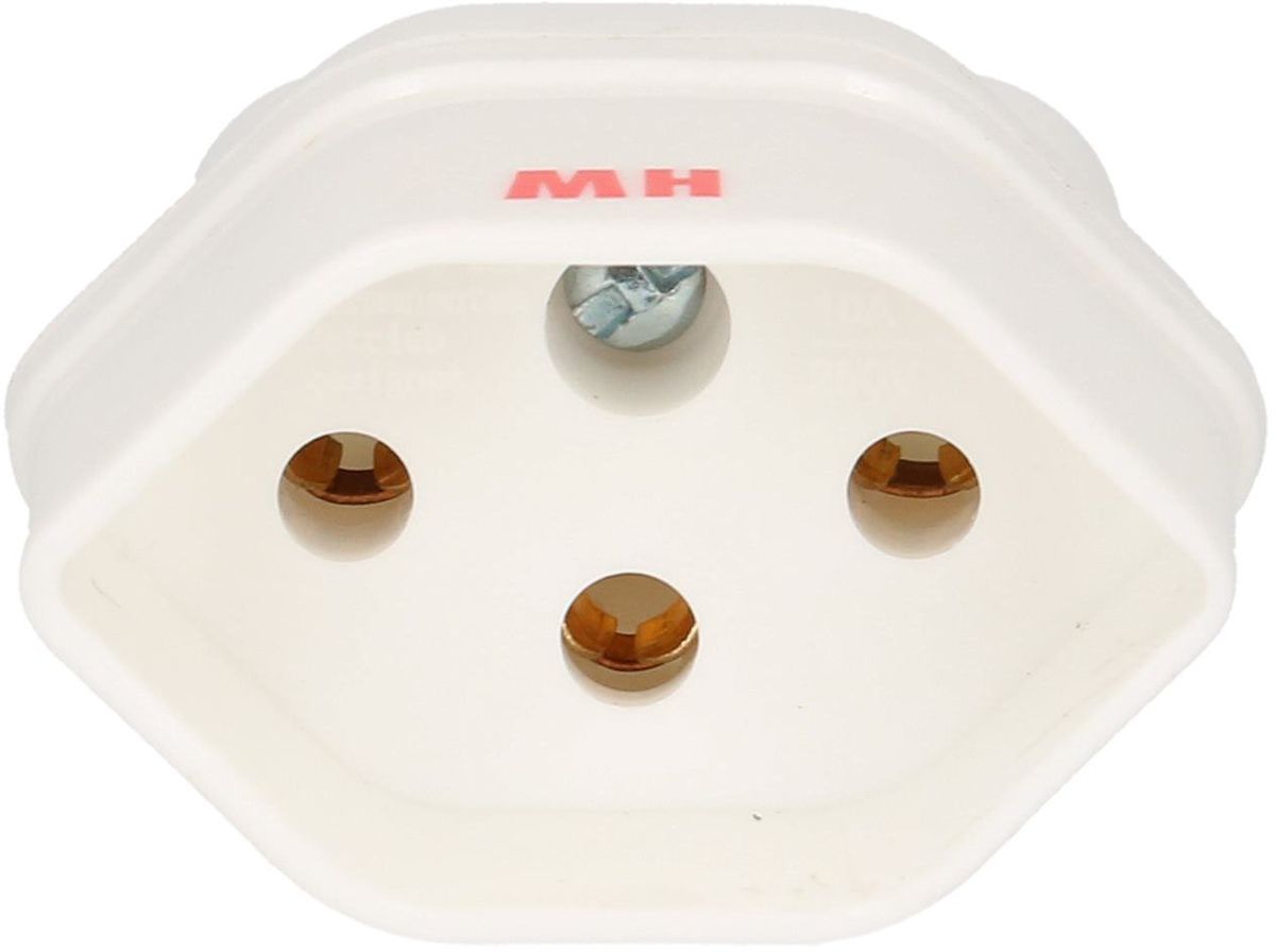 Übergangsstecker Italien/Typ 13 3-polig weiss