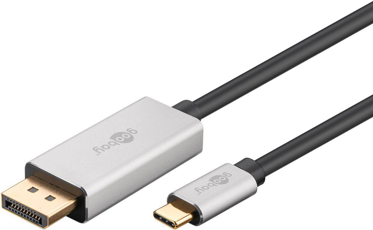 USB-C auf DisplayPort Adapterkabel, 2m, schwarz/silber