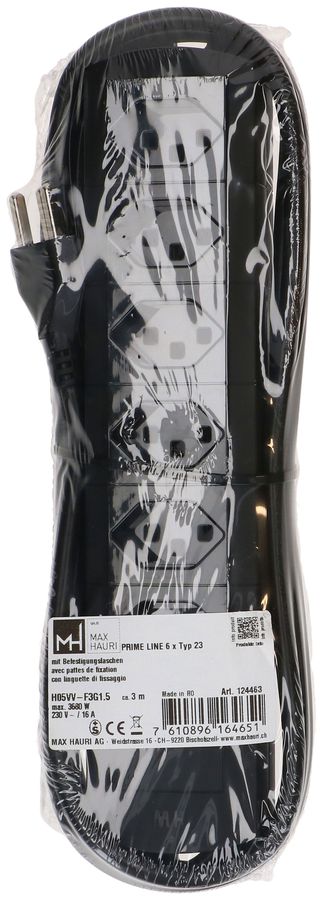 Steckdosenleiste Prime Line 6x Typ 23 schwarz 3m