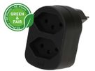 Abzweigstecker ADAPT 2x Typ 13 schwarz drehbar Green+Fair