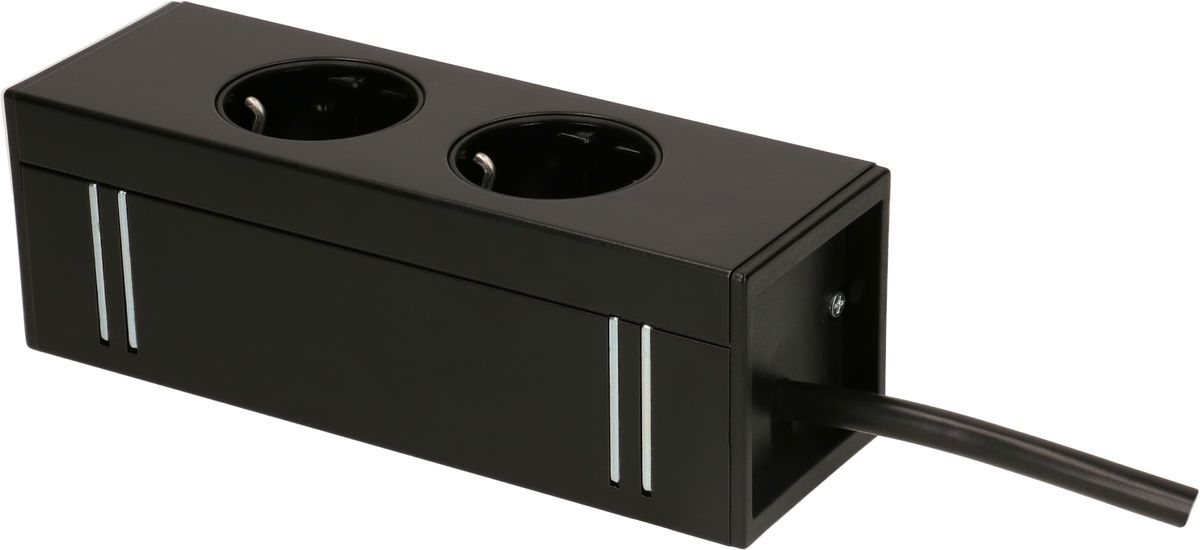 USM ALU-Steckdosenleiste 2x Schuko schwarz 4m
