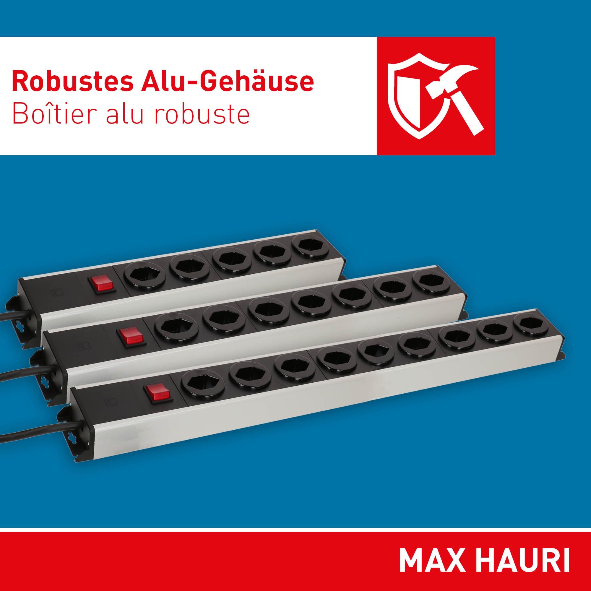 Steckdosenleiste Power Line 6x Typ 23 grau/schwarz 1.5m Magnet