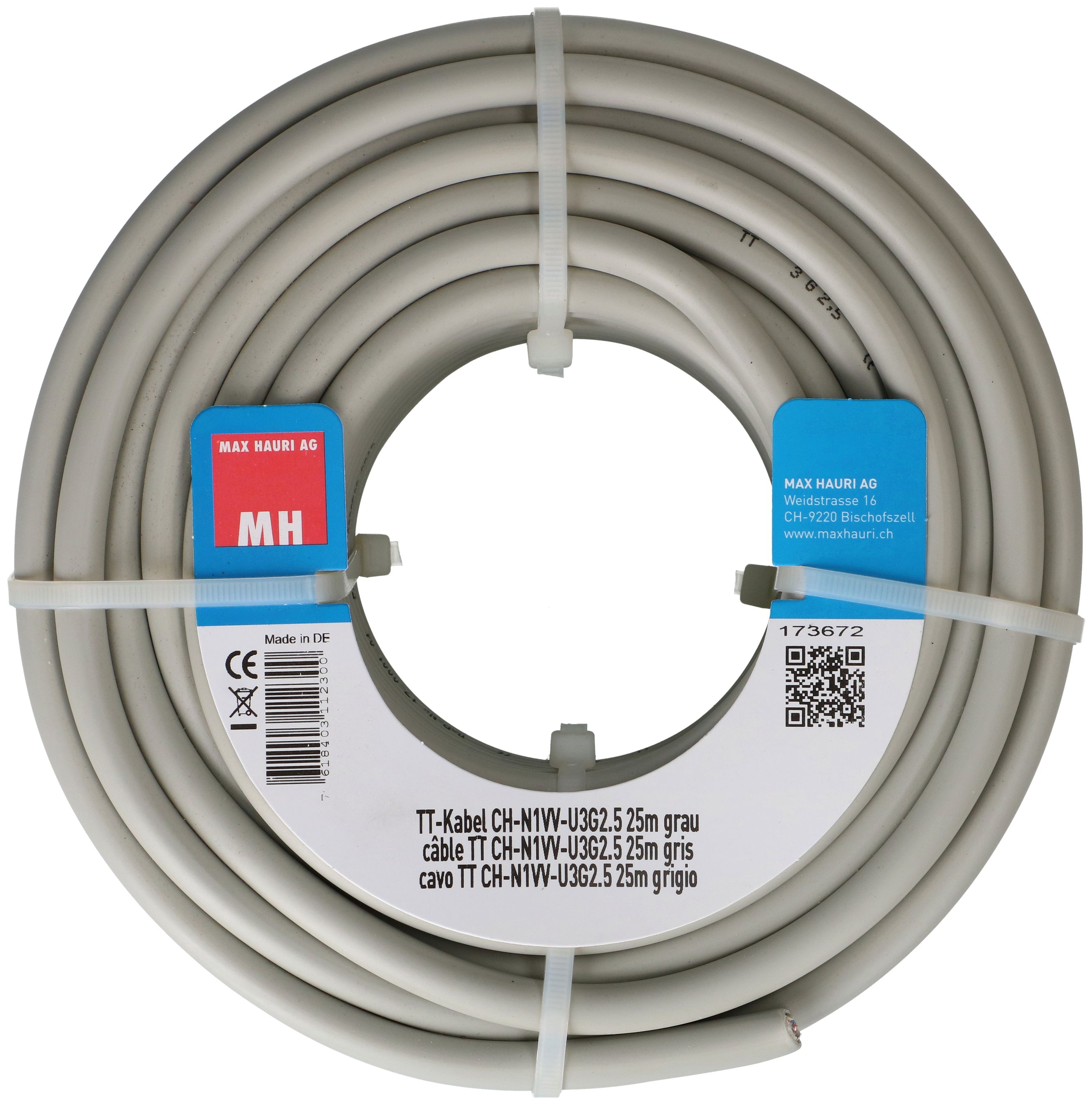 câble TT CH-N1VV-U3G2.5 25m gris