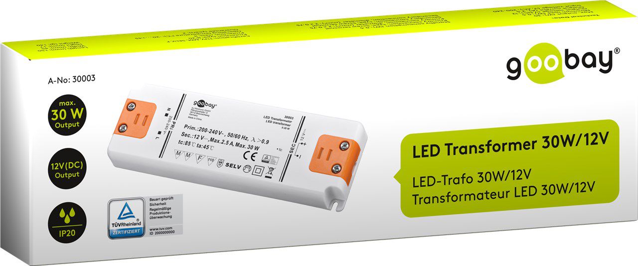 LED-Trafo 12 V/30 W, nicht dimmbar