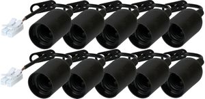 douille chantier E27 avec bornes à levier noir / 10 pièces