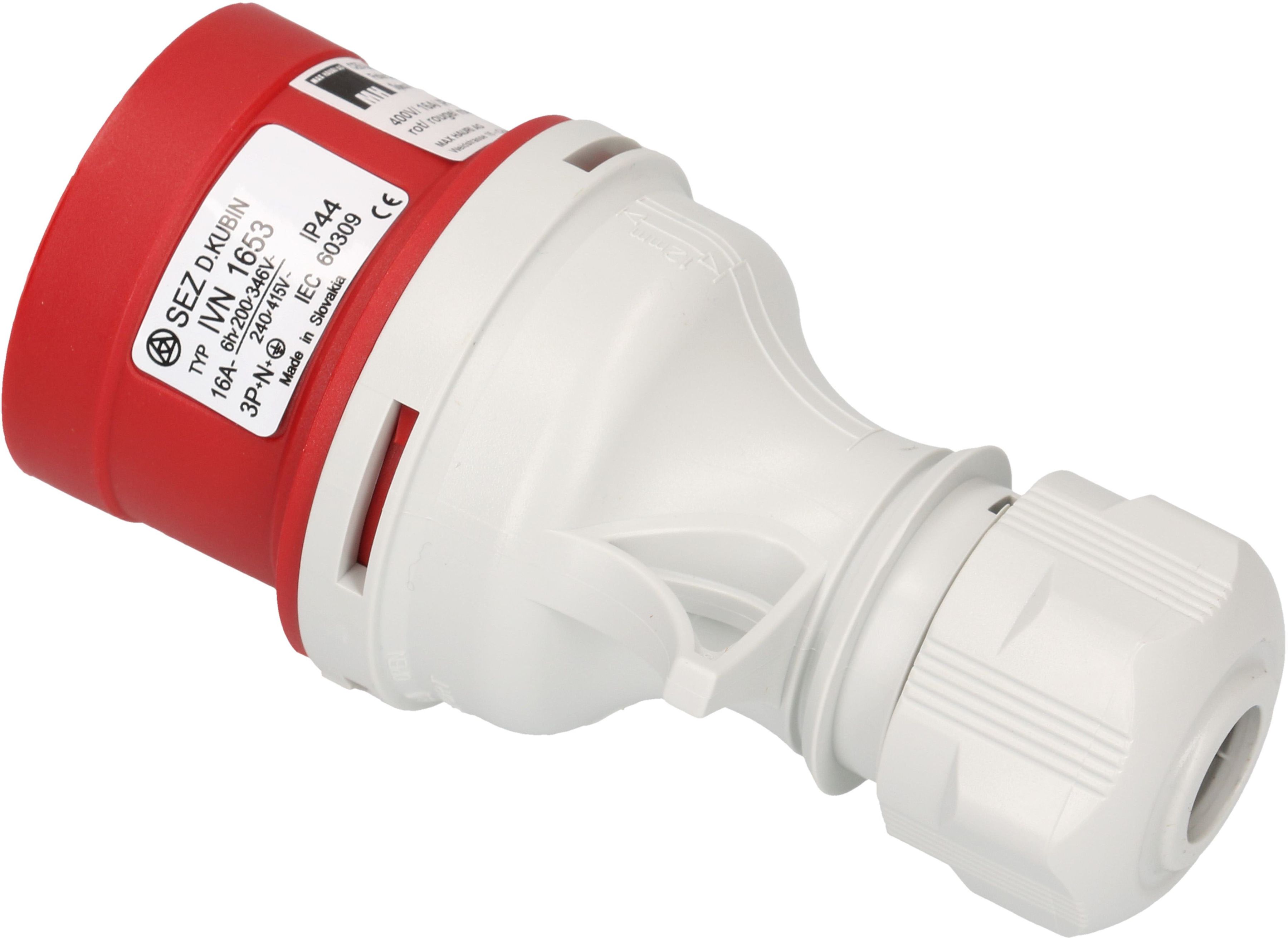 Industrial plug 3P+N+E 400V/16A red IP44