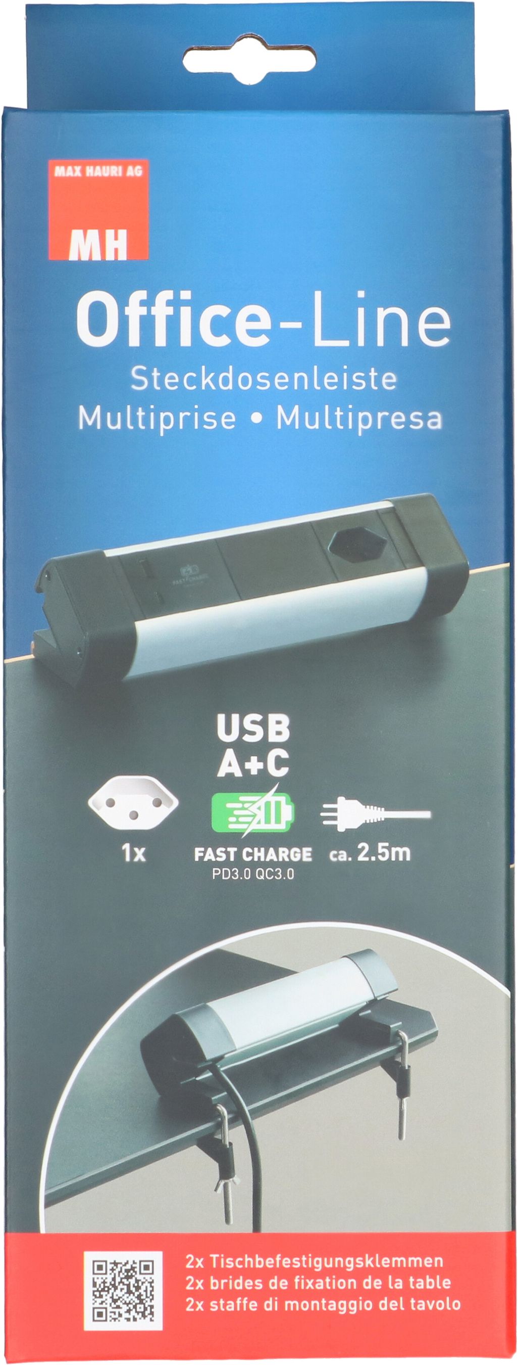 multiprise Office Line 1x type 13 1x USB A 1x USB C, PD+QC