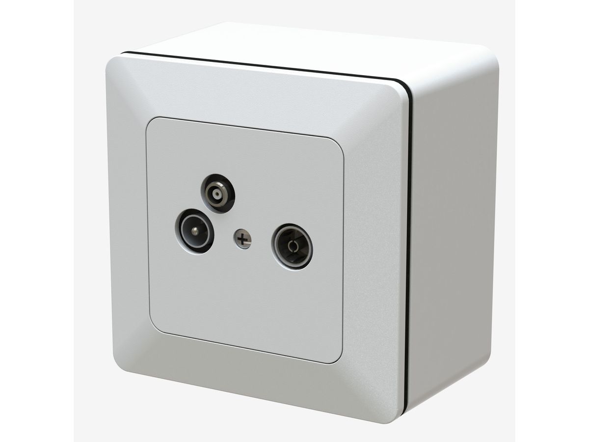 TV/Radio/Datendose 15dB Durchgangsdose AP priamos weiss