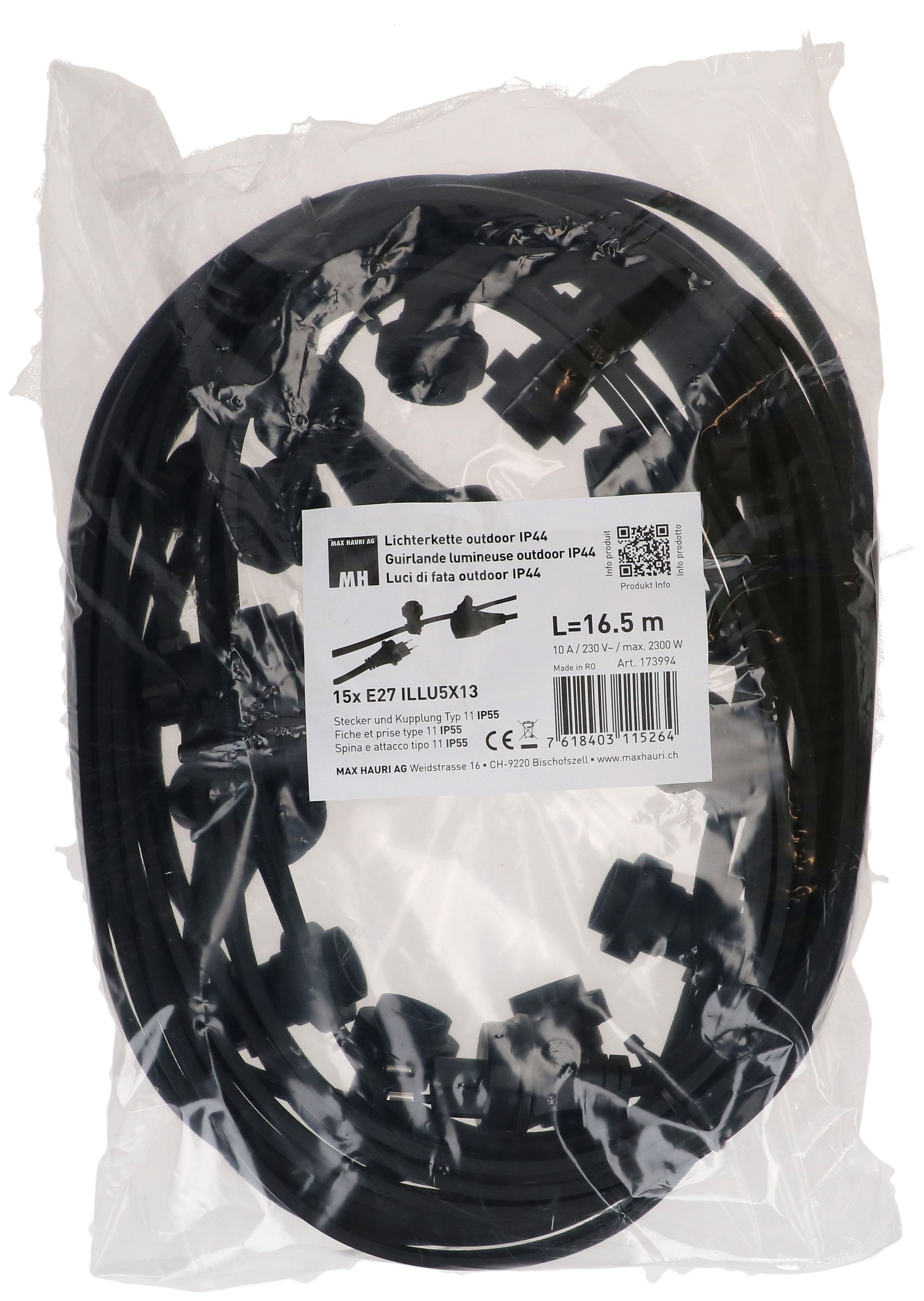 fata luci outdoor 15x E27 ILLU5X13 L=16.5m tipo 11 IP55