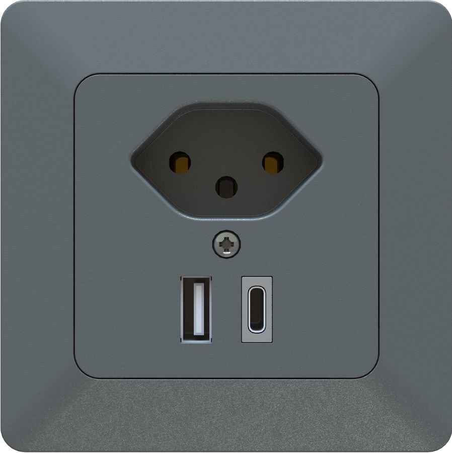piccola combinazione tipo 13 / USB-A+C 18W AP priamos antracite