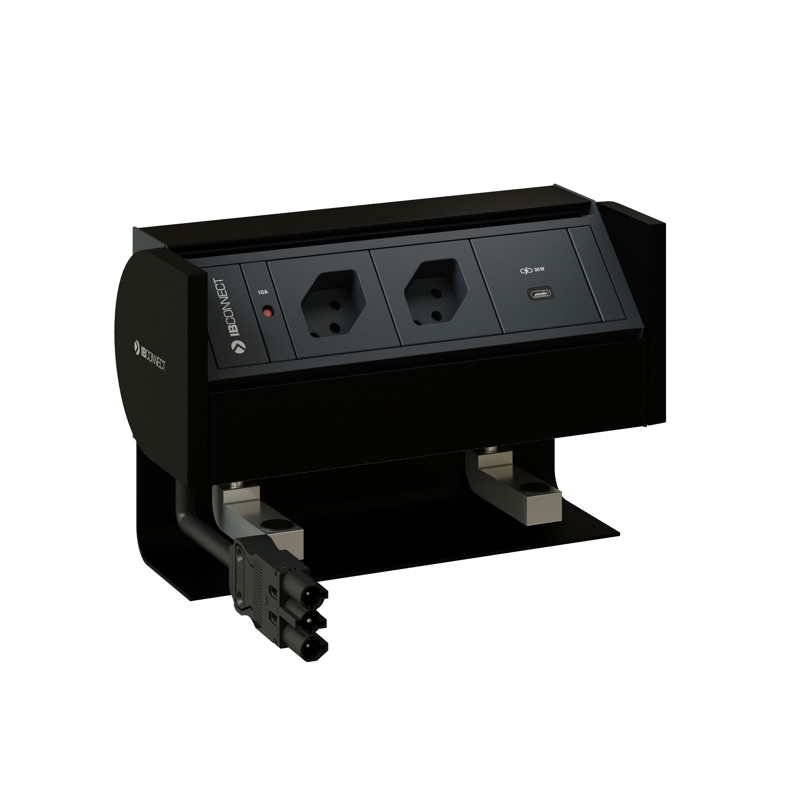 PRISMA Steckdoseneinheit schwarz 2x Typ 13 1x USB-C 36W