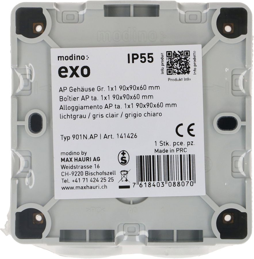 Gehäuse Gr.1x1 AP exo IP55 lichtgrau