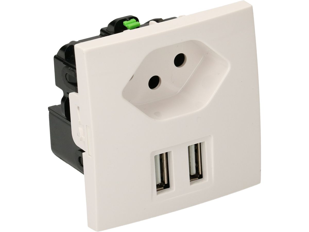 Bath socket 1x type 13 / 1x USB-double charger 2.4A