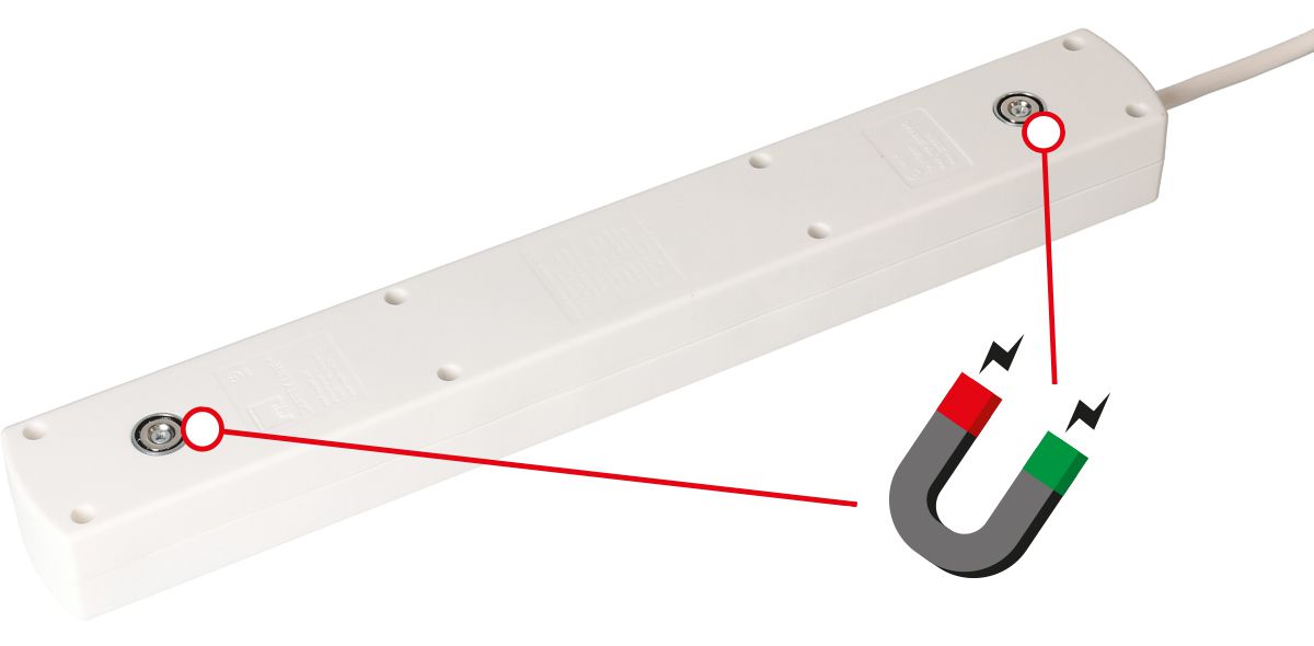 Steckdosenl. Safety Line 5xTyp 13 90°BS ws Schal. USB Mag.2m cli.