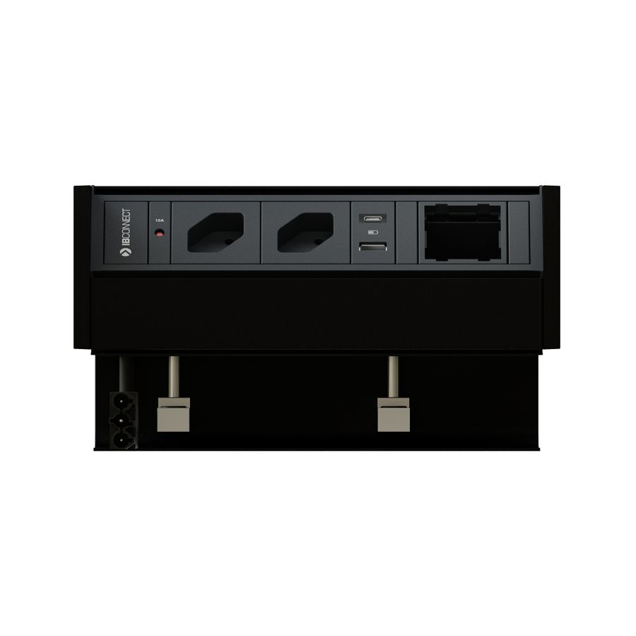 PRISMA bloc multiprise noir 2x type 13 1x USB-A/C 1x module vide