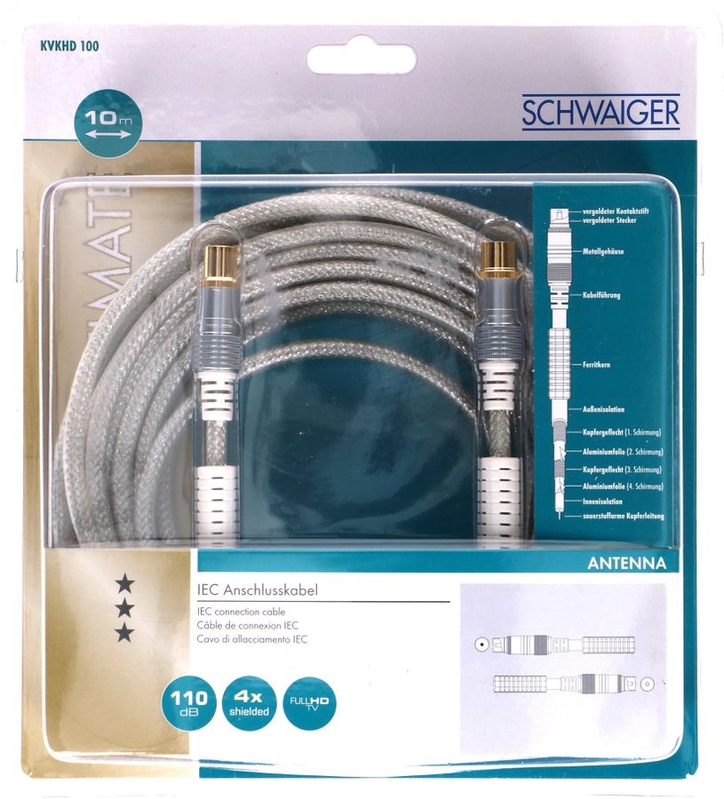 cavo di raccordo IEC 110dB 10m trasparente nucleo in ferrite