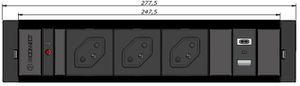 CUBOBOX Steckdoseneinheit schwarz M 4-fach 3x Typ 13 1x USB-A/C