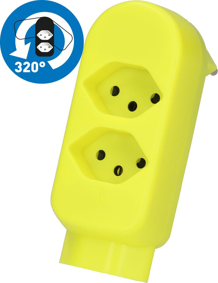 Abzweigstecker ADAPT 2+1x Typ 13 fl-gelb drehbar BS
