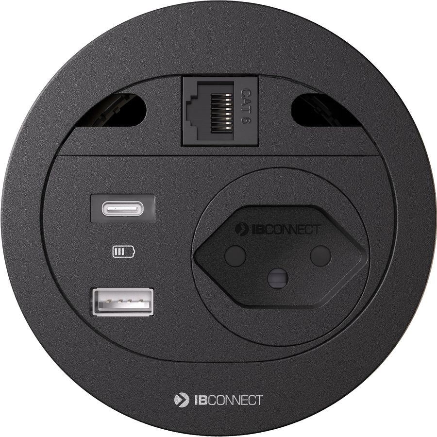 DIVUS Steckdoseneinheit schwarz 1x Typ 13 1x USB A/C 1x RJ45