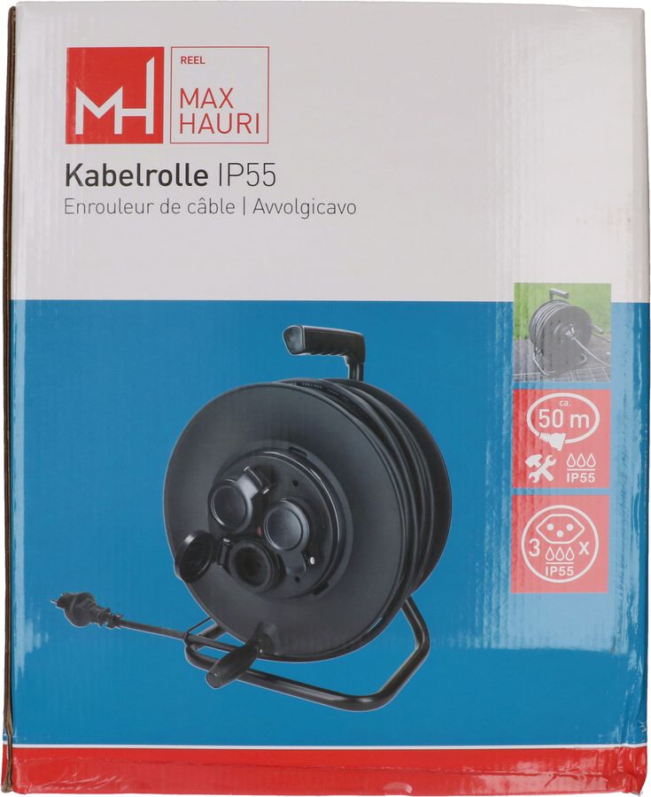 Kabelrolle 3x Typ 13 IP55 50m schwarz