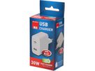 USB Schnellladeadapter 1x USB-C PD 1x USB-A 30W weiss