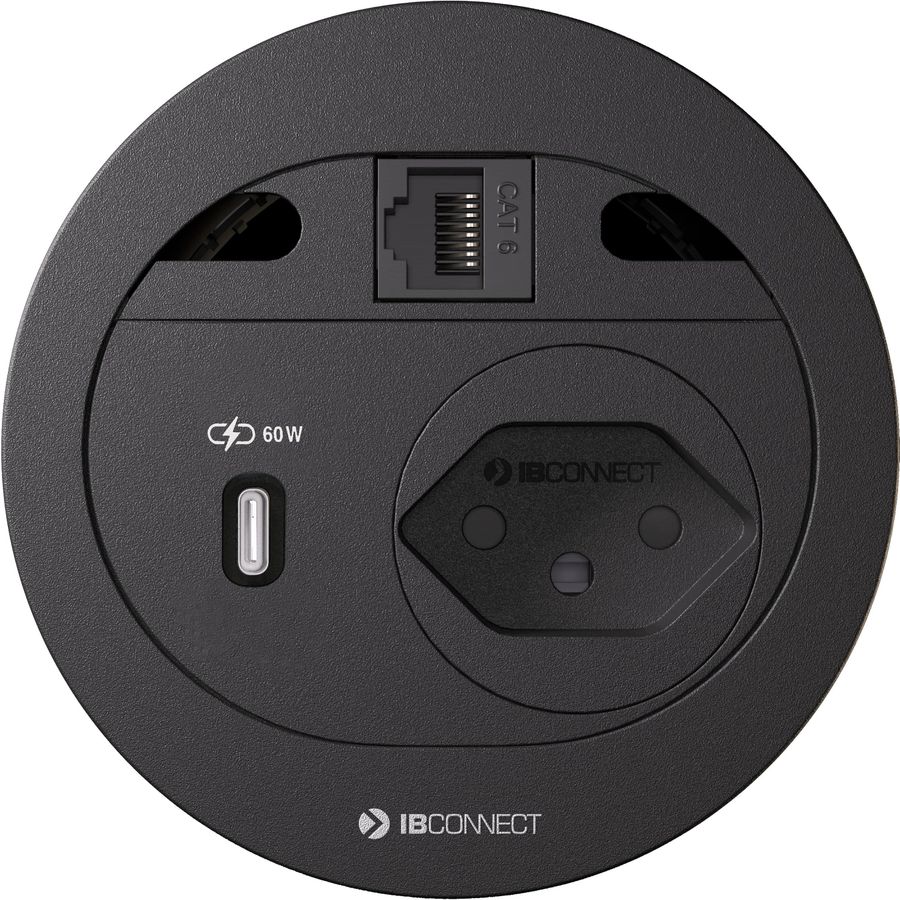 DIVUS Steckdoseneinheit schwarz 1x Typ 13 1x USB-C 60W 1x RJ45