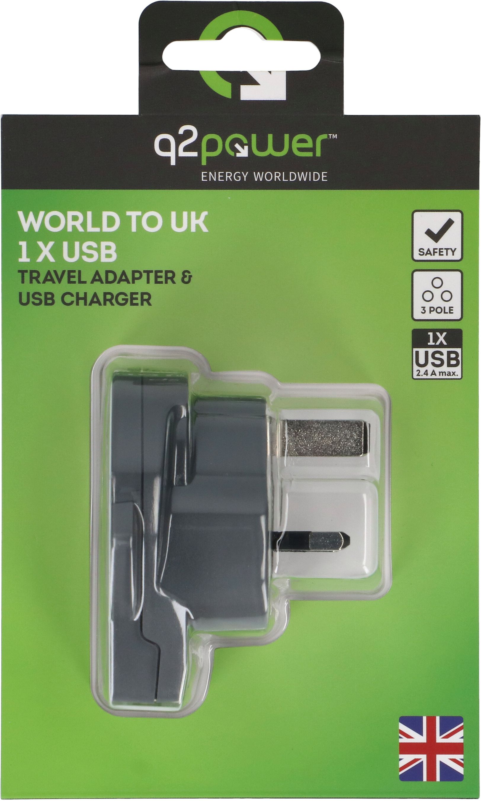 Q2 Power adaptateur mondial UK - USB