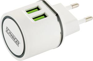 USB-adaptateur de charge 2x USB-A 12W blanc
