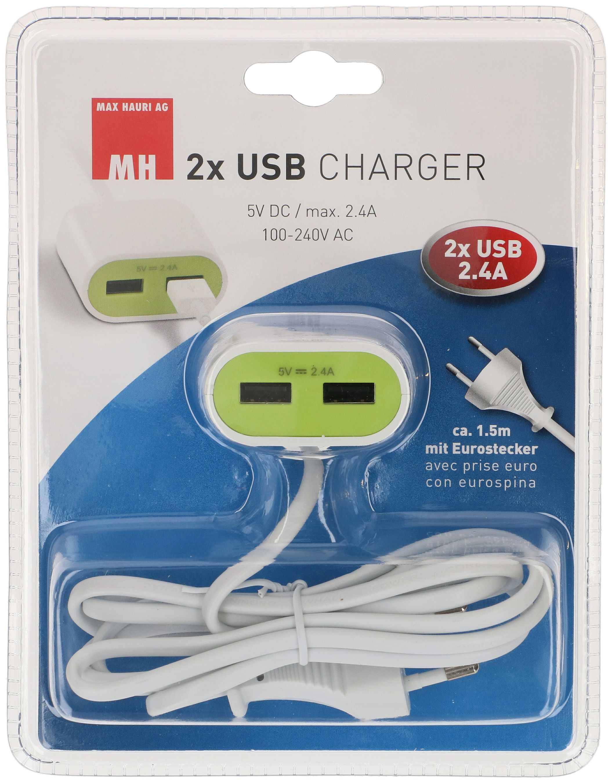 Chargeur USB 2.4A avec alimentation blanche - MAX HAURI AG