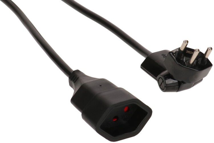 Rallonge TD H05VV-F3G1.0 0.5m noir clip-clap BS type 12/type 13