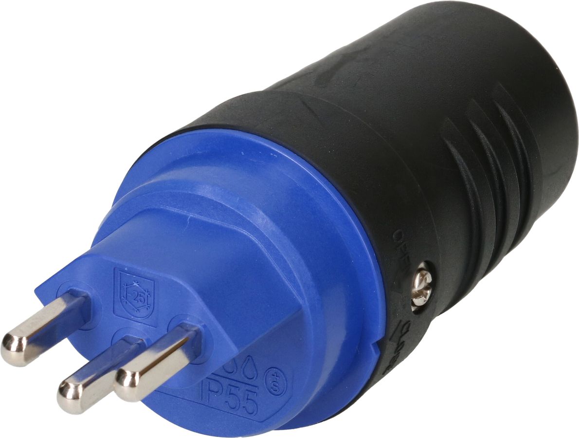fiche type 23 3 pôles noir/bleu IP55
