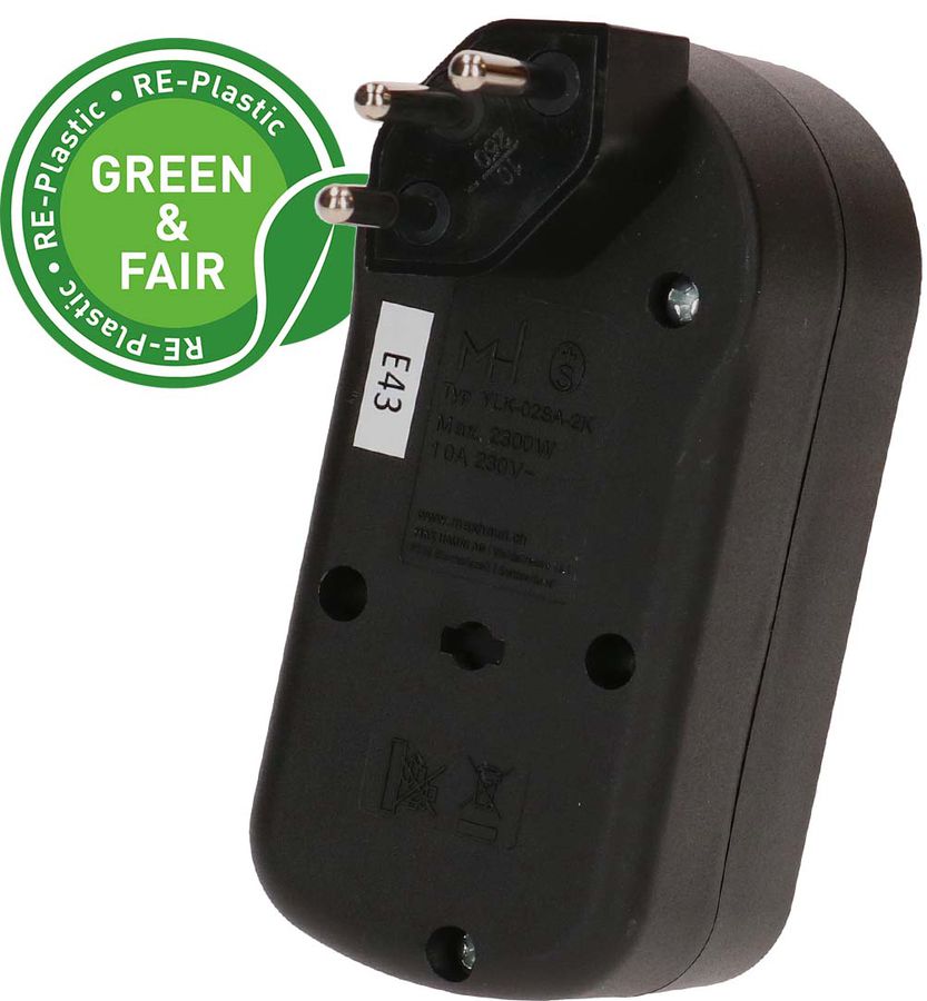 multi adaptateur ADAPT 3x type 13 noir rotatif Green+Fair