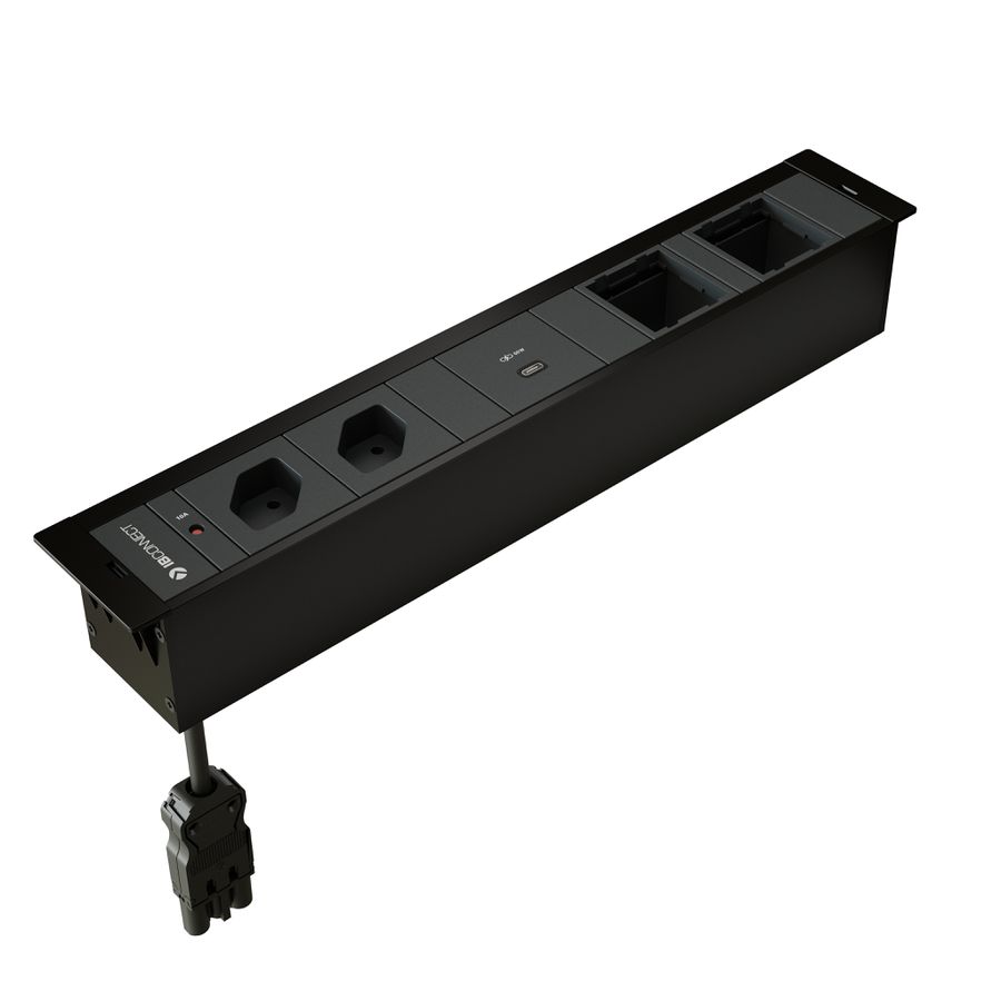 CUBOBOX Steckdos. schwarz L 6-fach 2x Typ 13 1x USB-C 60W 2x Leer