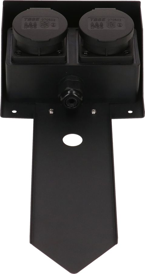 prises de jardin 2x type 13 IP55 avec pique amovible noir