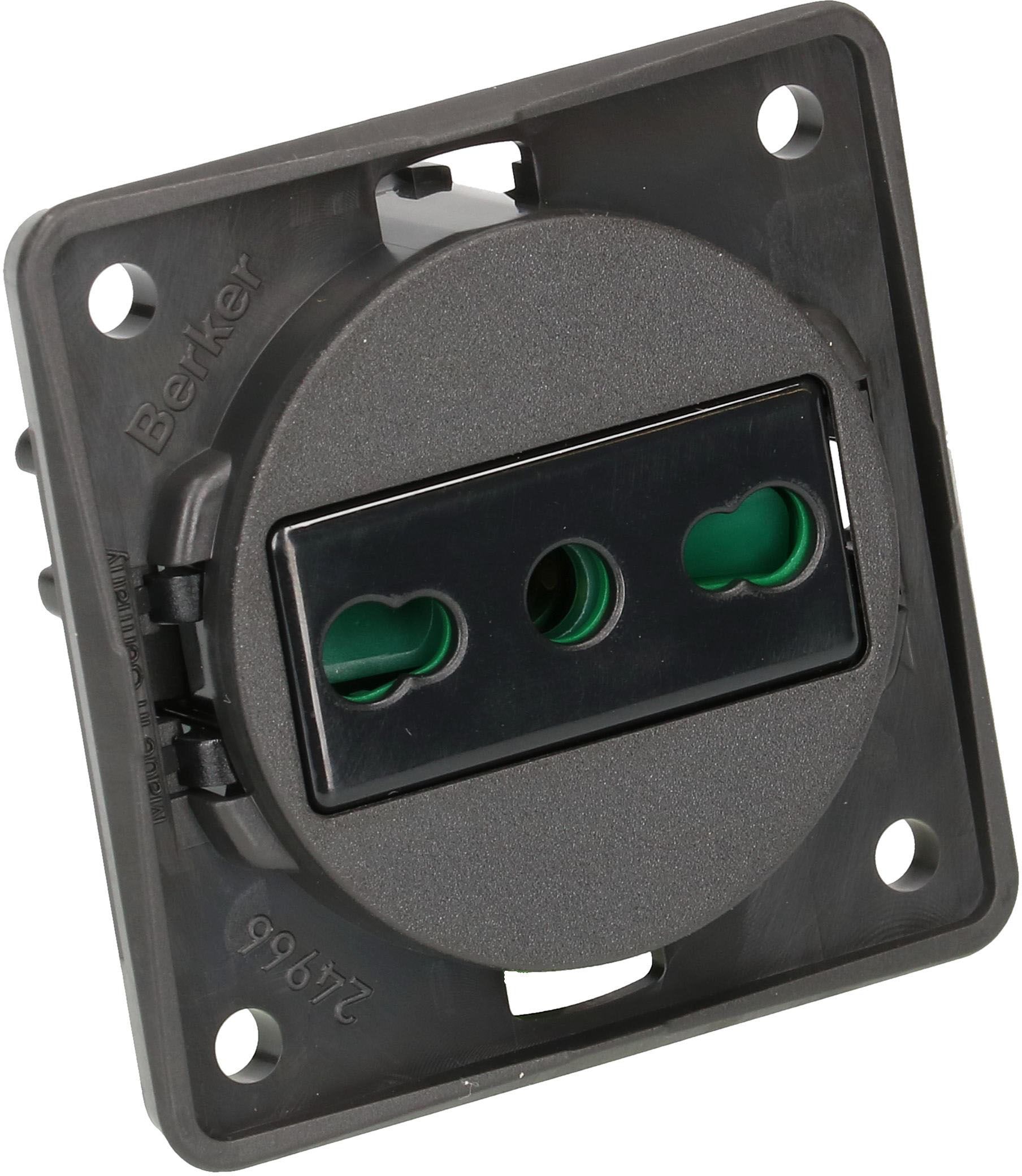 Steckdose 1x Typ L Apparat mit Frontplatte Berker Integro anth.