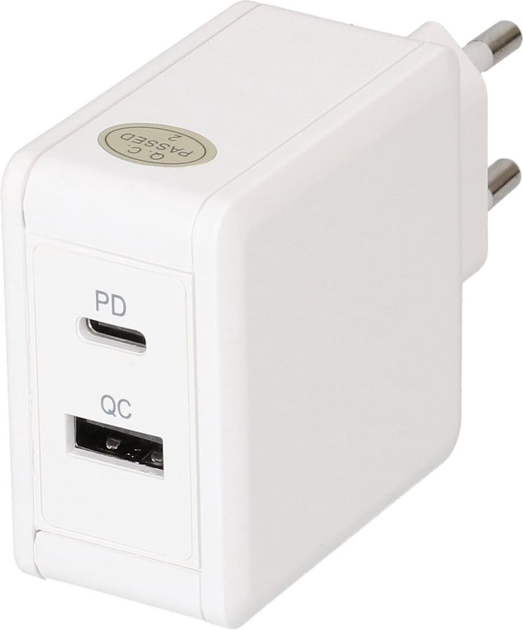 adattatore di ricarica rapida USB 1x USB-C PD 1x USB-A 45W bianco