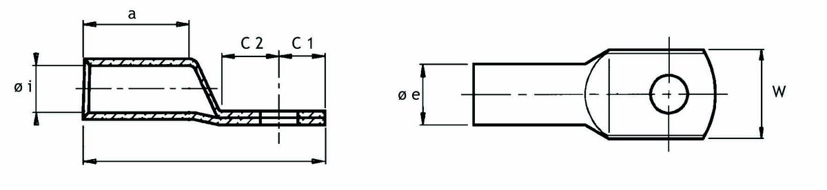 Cosses tubulaires Cu version pour conducteurs fins 10mm² M 5
