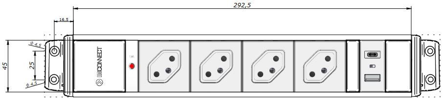 CUBO Steckdoseneinheit weiss 4x Typ 13 1x USB-A/C