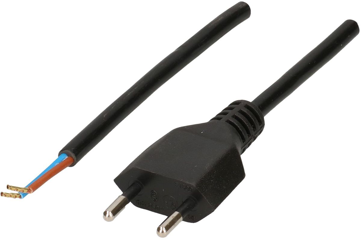 Cable cordset H05VV-F2x1,0mm2 black