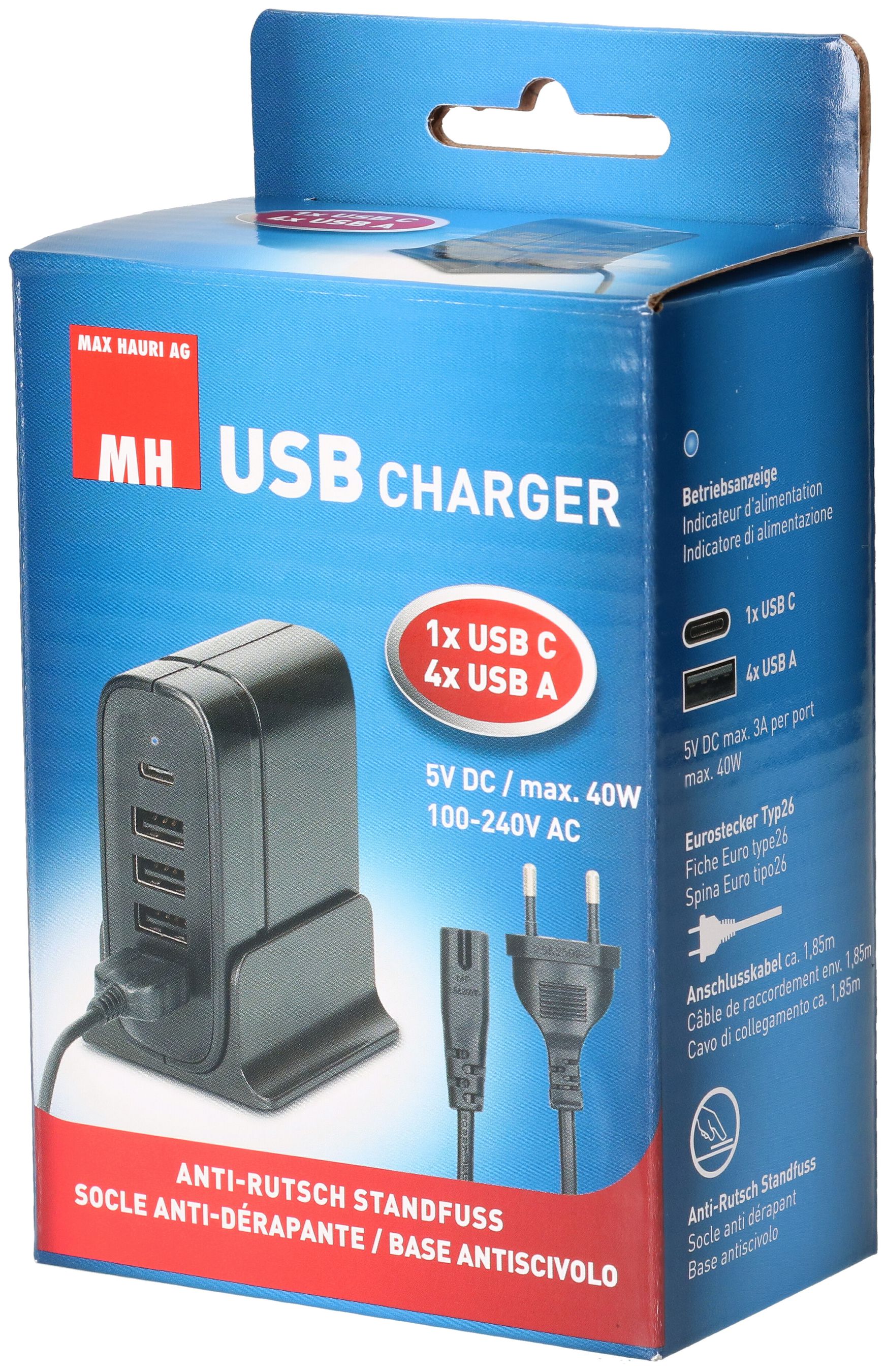 USB Charger 4x USB A und 1x USB C Total 40W