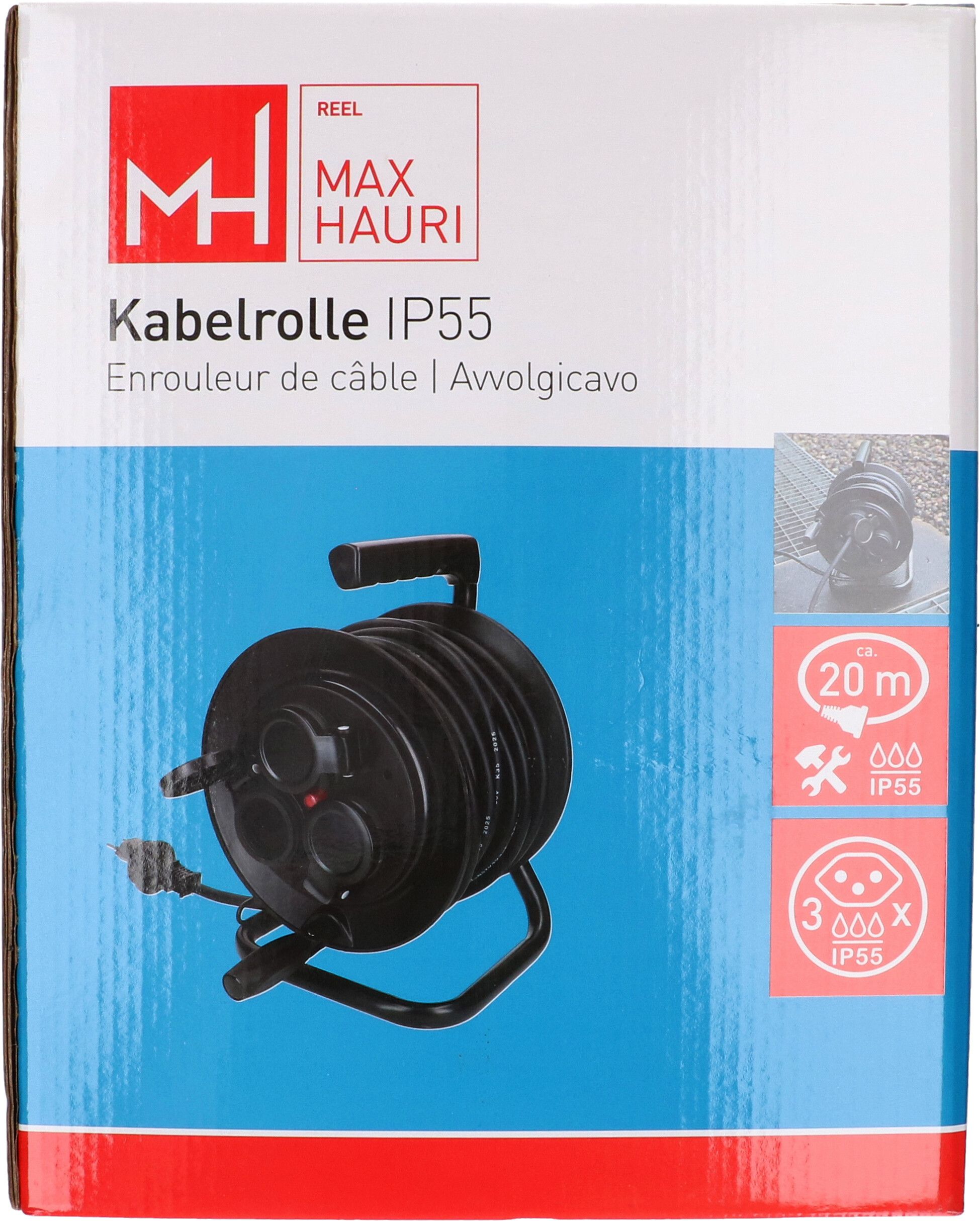 Kabelrolle 3x Typ 13 IP55 20m schwarz