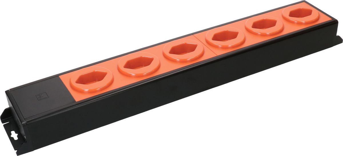 Steckdosenleiste Power Line 6x Typ 23 schwarz/orange
